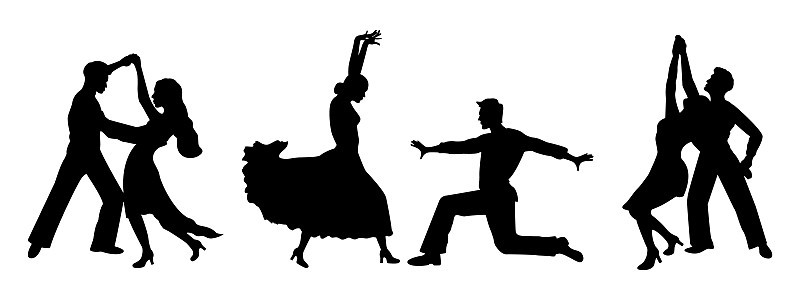 Set of silhouettes of doubles spanish, latin ameri