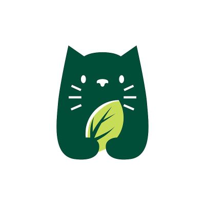 猫叶负空间矢量图标插图