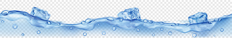 Banner with ice cubes floating in water
