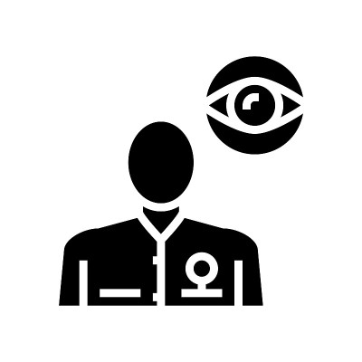 眼科医学专家字形图标矢量插图