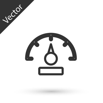Grey line Speedometer icon isolated on white backg