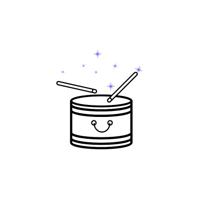 Drum, musical, drumsticks, China culture icon. Ele