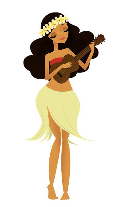 Hula girl playing the ukulele