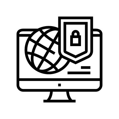 世界保护互联网密码线图标矢量插图