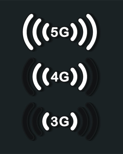 3G, 4G, 5G图标符号。