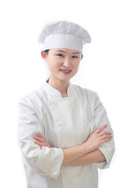 厨师的女人。贝克。孤立在白色背景上。