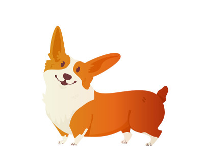 快乐的威尔士柯基犬。平的风格。