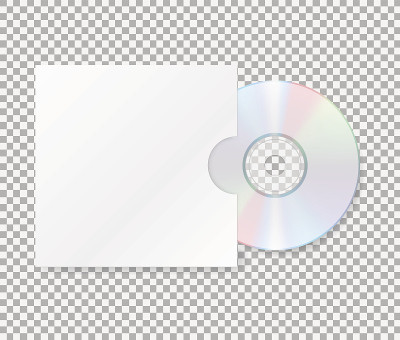 逼真的cd封面。近距离的一个cd dvd光盘。空白光盘与封面模拟模板隔离在透明背景上。