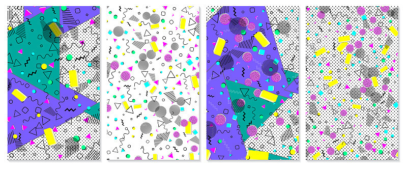Set of  pattern. Pop art color background.