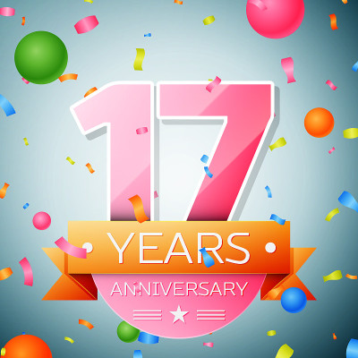 17周年庆典背景。周年丝带