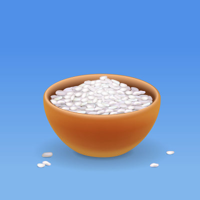 棕色碗与白色长米矢量插图