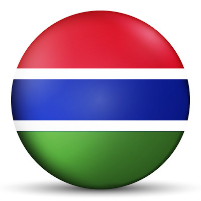 Glass light ball with flag of Gambia. Round sphere