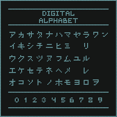 蓝色数字字母片假名