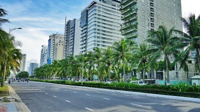 岘港海滩鸟瞰图，这是世界上最美丽的海滩之一