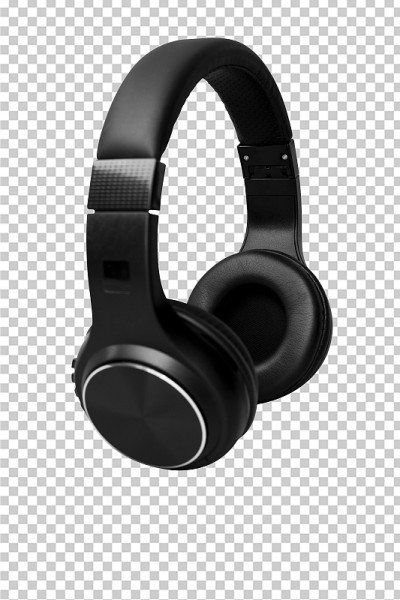 Wireless Black Headphones Isolated on White Backgr