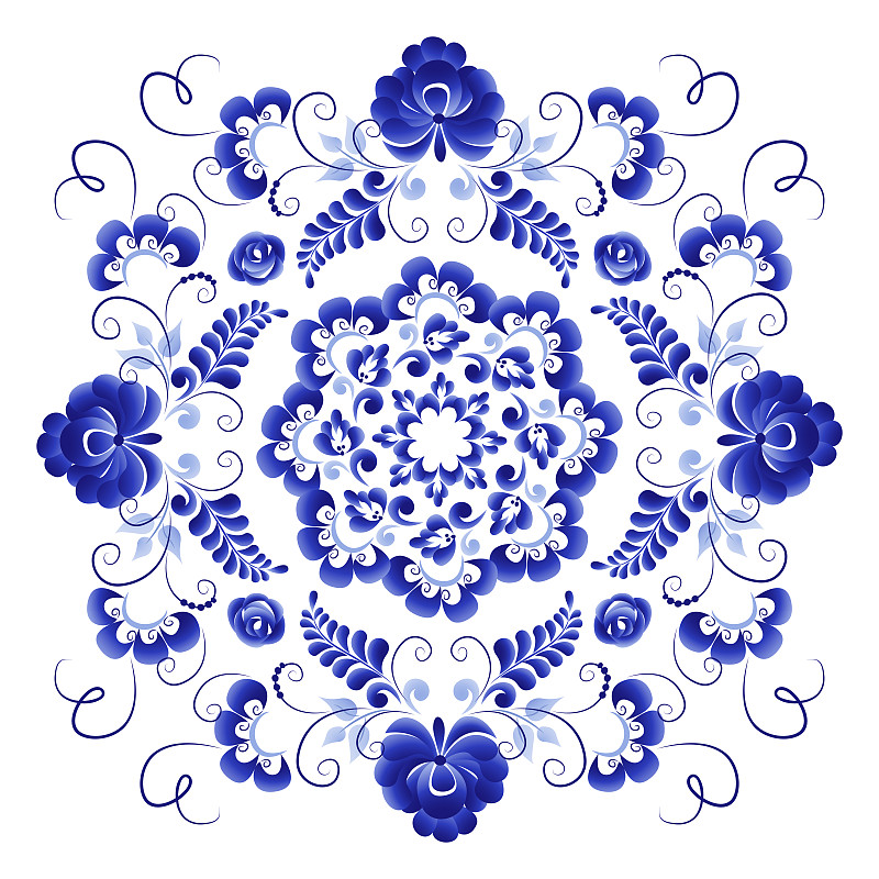 Floral element in the Russian style Gzhel