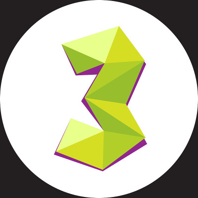 Vector illustration of number three in origami sty