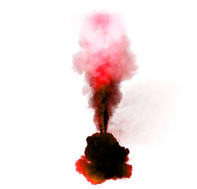 摘要，红色的火焰在白色的背景下爆炸