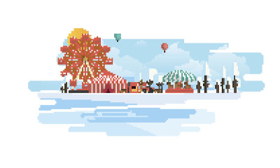 冬季景观平面插图，Vector Design，