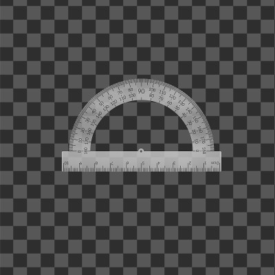 Plastic circular protractor with a ruler in metric