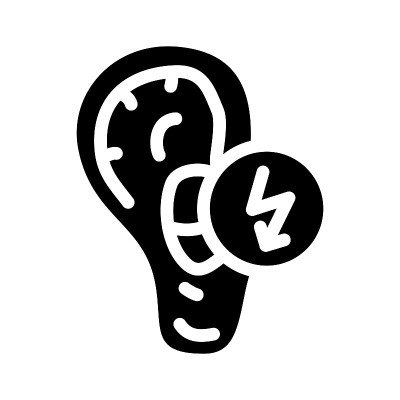 耳朵切割疼痛字形图标矢量插图
