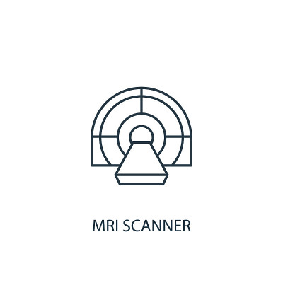 MRI扫描仪概念线图标。简单元素说明。MRI扫描仪概念轮廓符号设计来自医疗集。可以用于网页和手机的U