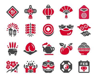 chinese new year icon set