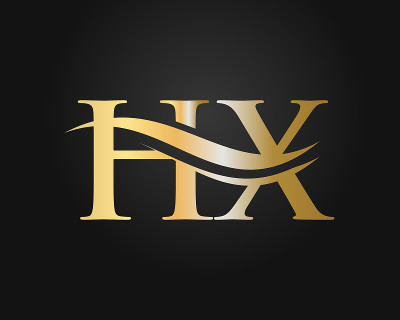 HX链接的商业标志和公司标识。字母HX标志向量