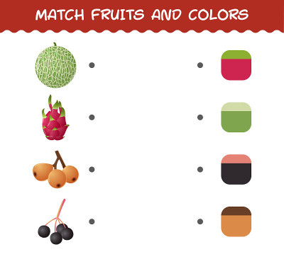 Match cartoon fruits and colors. Matching game. Ed