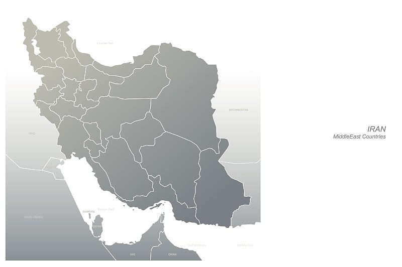伊朗的地图。伊朗，中东矢量地图