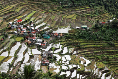 Batad村-从小屋地区看大米梯田。Banaue-Ifugao-Luzon-Phlippines。0