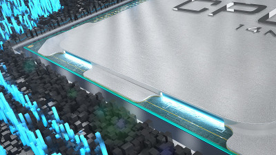 CPU。数据处理的可视化。处理器结构。三维渲染