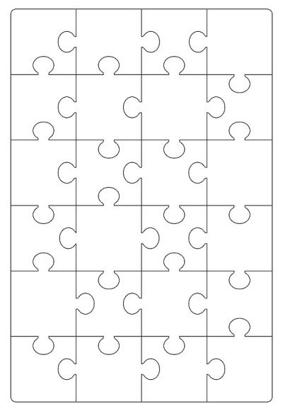 Puzzles grid template. Jigsaw puzzle 24 pieces