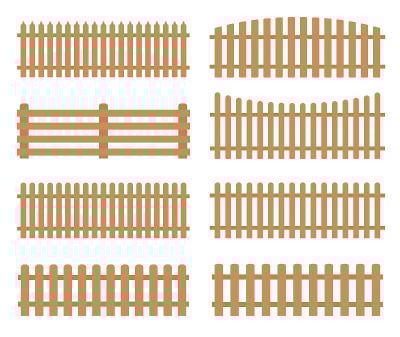 Wooden fence set. Vector
