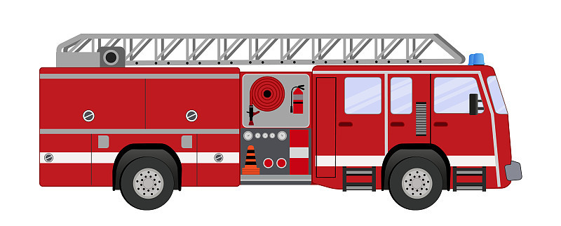 A firefighter car. Firetruck on a white background