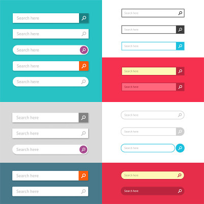 搜索栏标签为web ui或ux网站与按钮界面模板孤立的元素设计集图像矢量插图