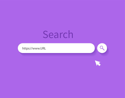 搜索栏设计元素。搜索栏UI。紫色的背景。矢量图