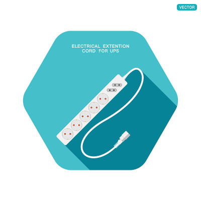 Vector hexagon icon of modern electrical extension