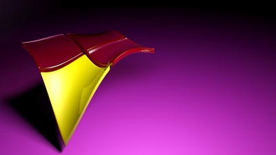 Waving yellow and red logo on purple pink backgrou