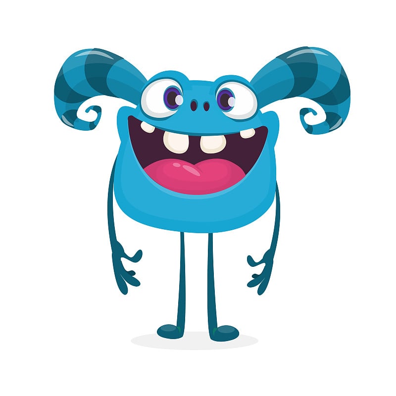 Happy smiling monster character cartoon