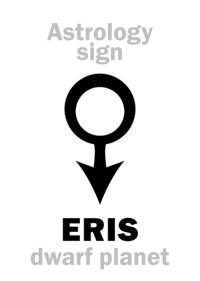 星相字母表:ERIS，最大的和第二大超遥远矮行星。象形文字符号(占星符号)。