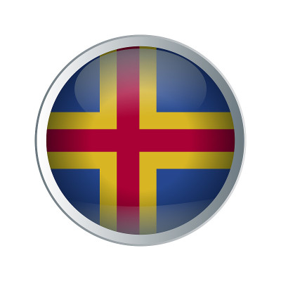 Flag of Aland Islands as round glossy icon. Button