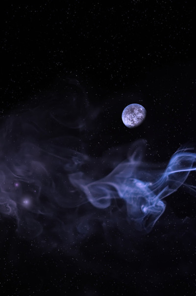 行星和恒星的烟雾背景。
