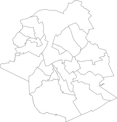 比利时布鲁塞尔市的白色地图