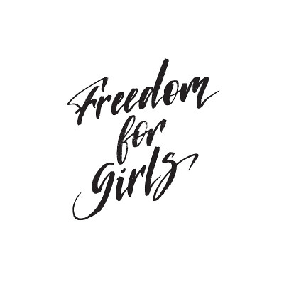 励志名言女孩的自由。手工刻字设计元素。毛笔书法。