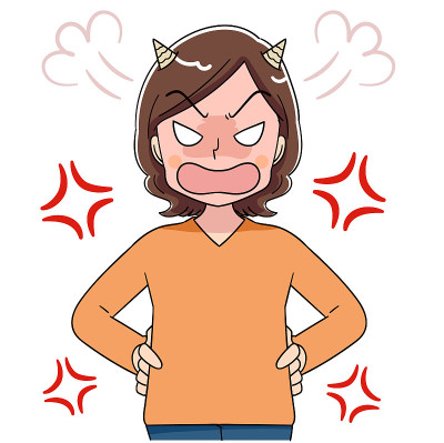 A middle-aged woman is angry.