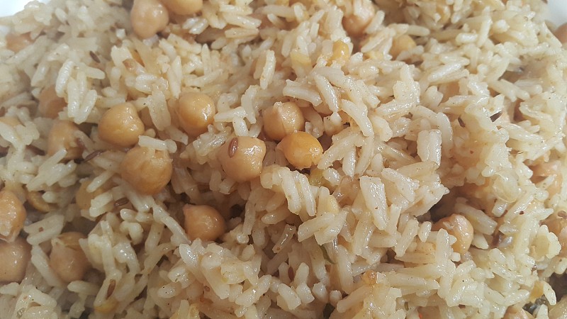 印度香米Pulao或pulav with chana，或蔬菜米使用chana也被称为chana Pu