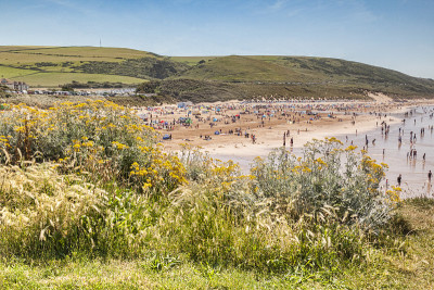 夏天在Woolacombe海滩英国