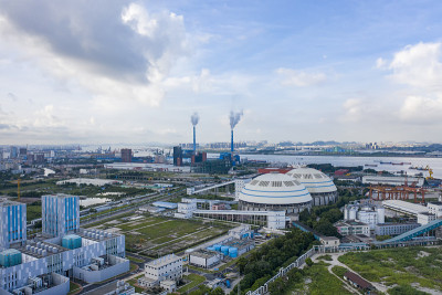 广州工业区电厂航拍图