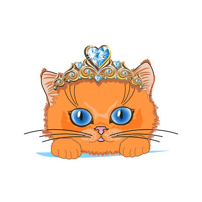 一只戴着金色皇冠和蓝色水晶的猫